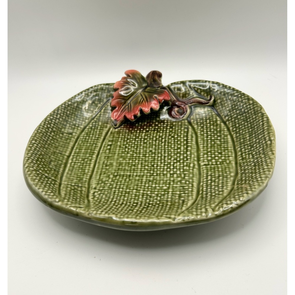 Coventry Designer's Choice Green Pumpkin Stoneware Plate Harvest Fall Decor 8.5"